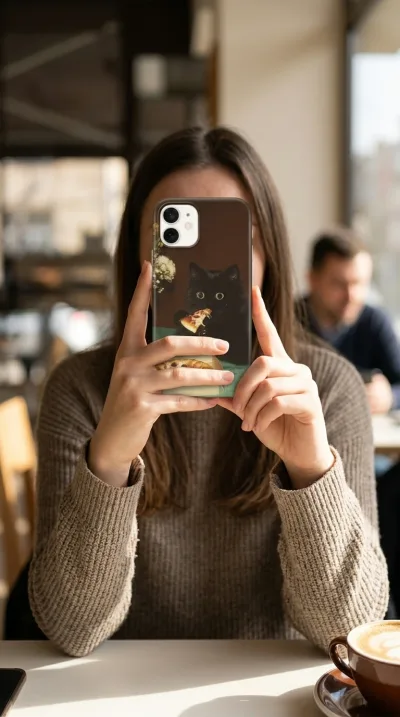 iPhone 11 Kılıf - Pizza Seven Siyah Kedi gallery 1