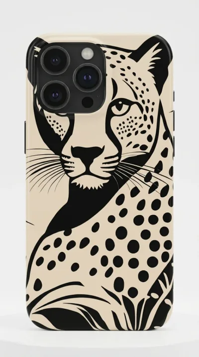 iPhone 11 Kılıf - Siyah Dişi Leopar Çizgisel Tasarım featured