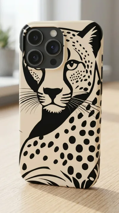 iPhone 11 Kılıf - Siyah Dişi Leopar Çizgisel Tasarım gallery 1