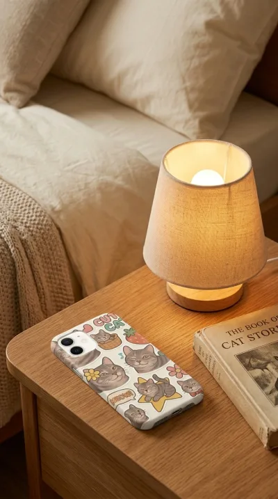 iPhone 12 Kılıf - Sevimli Kedi Sticker Deseni gallery 1