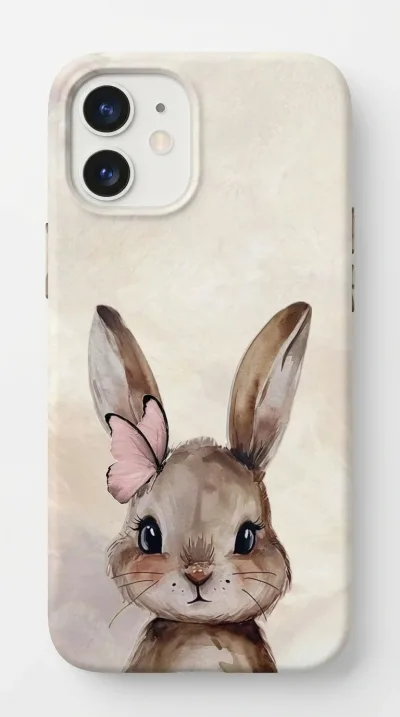 iPhone 12 Kılıf - Sevimli Küçük Tavşan Çizim featured