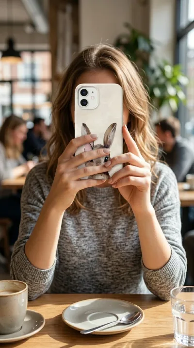 iPhone 12 Kılıf - Sevimli Küçük Tavşan Çizim gallery 1