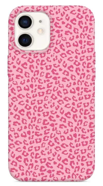 iPhone 12 Mini Kılıf - Pembe Canlı Leopar Desen featured