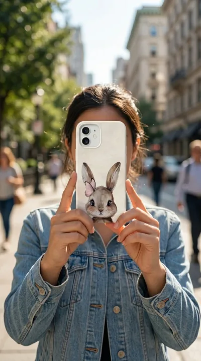 iPhone 12 Mini Kılıf - Sevimli Küçük Tavşan Çizim gallery 1