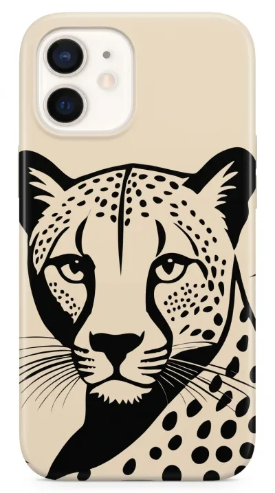 iPhone 12 Mini Kılıf - Siyah Dişi Leopar Sanatsal featured