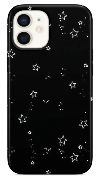 iPhone 12 Mini Kılıf - Yıldız Desenli Siyah Gökyüzü featured