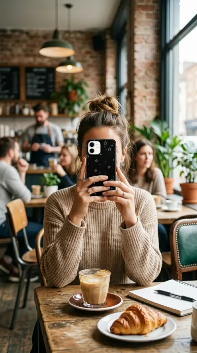 iPhone 12 Mini Kılıf - Yıldız Desenli Siyah Gökyüzü gallery 1