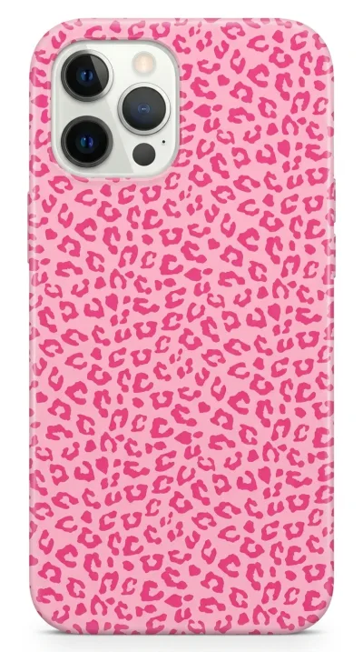iPhone 12 Pro Kılıf - Pembe Canlı Leopar Desen featured