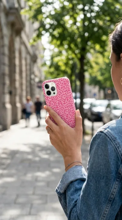 iPhone 12 Pro Kılıf - Pembe Canlı Leopar Desen gallery 1