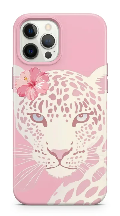 iPhone 12 Pro Max Kılıf - Pembe Çiçekli Leopar featured