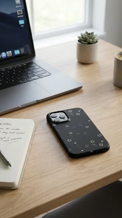 iPhone 12 Pro Max Kılıf - Yıldız Desenli Siyah Gökyüzü gallery 1