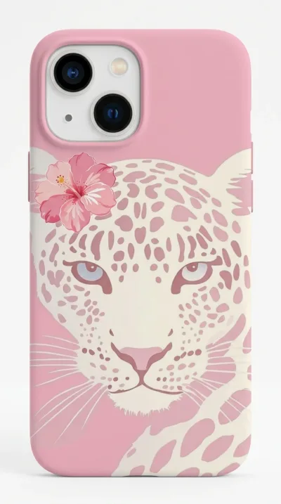 iPhone 13 Kılıf - Pembe Çiçekli Leopar featured