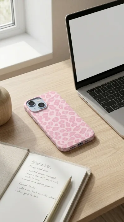 iPhone 13 Kılıf - Pembe Leopar Desen gallery 1