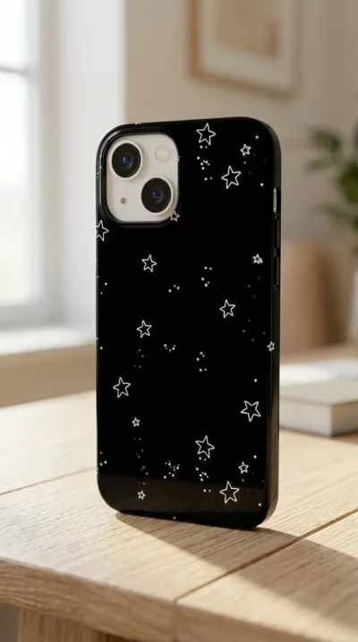 iPhone 13 Kılıf - Yıldız Desenli Siyah Gökyüzü gallery 1