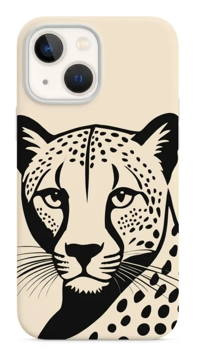 iPhone 13 Mini Kılıf - Siyah Dişi Leopar Sanatsal featured