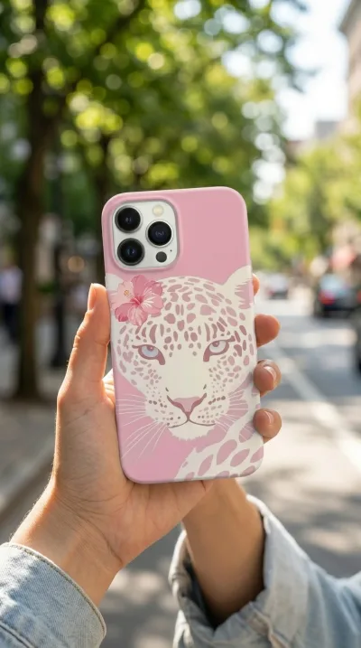 iPhone 13 Pro Kılıf - Pembe Çiçekli Leopar gallery 1