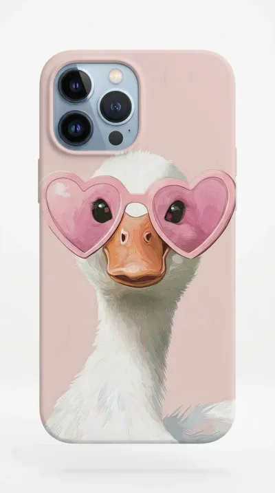 iPhone 13 Pro Kılıf - Pembe Gözlüklü Ördek Çizim featured
