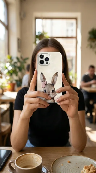 iPhone 13 Pro Kılıf - Sevimli Küçük Tavşan Çizim gallery 1