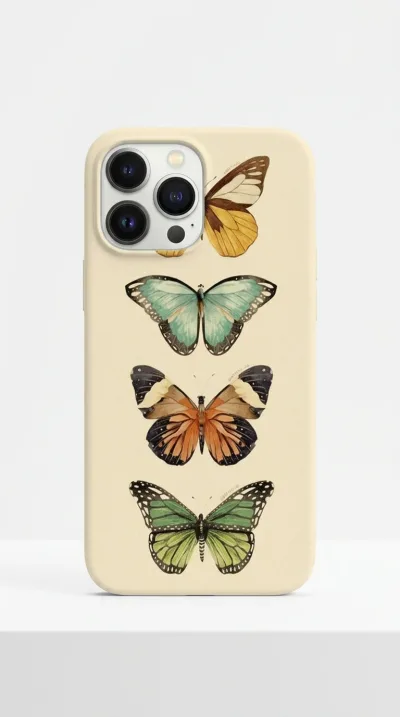 iPhone 13 Pro Max Kılıf - Dört Renkli Kelebek featured