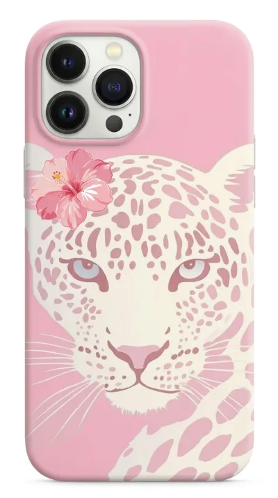 iPhone 13 Pro Max Kılıf - Pembe Çiçekli Leopar featured