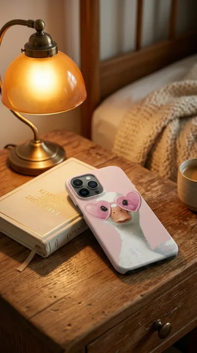 iPhone 13 Pro Max Kılıf - Pembe Gözlüklü Ördek Çizim gallery 1