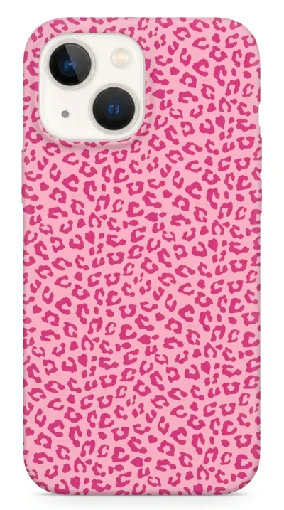 iPhone 14 Kılıf - Pembe Canlı Leopar Desen featured