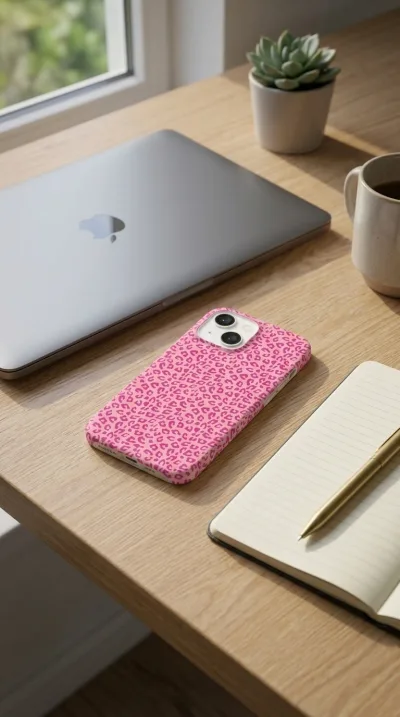 iPhone 14 Kılıf - Pembe Canlı Leopar Desen gallery 1