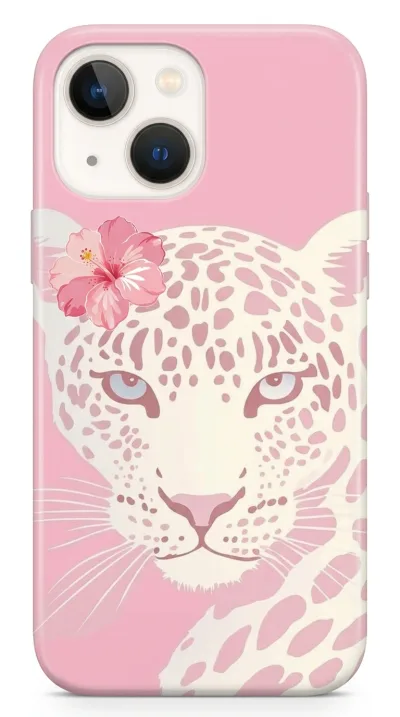 iPhone 14 Kılıf - Pembe Çiçekli Leopar featured