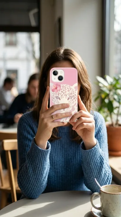 iPhone 14 Kılıf - Pembe Çiçekli Leopar gallery 1