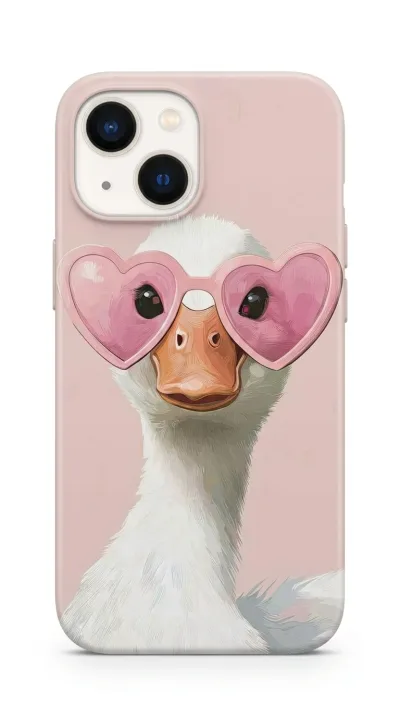 iPhone 14 Kılıf - Pembe Gözlüklü Ördek Çizim featured