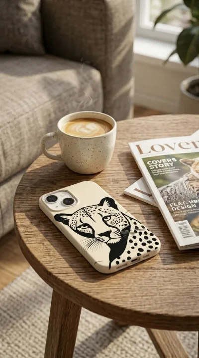 iPhone 14 Kılıf - Siyah Dişi Leopar Sanatsal gallery 1