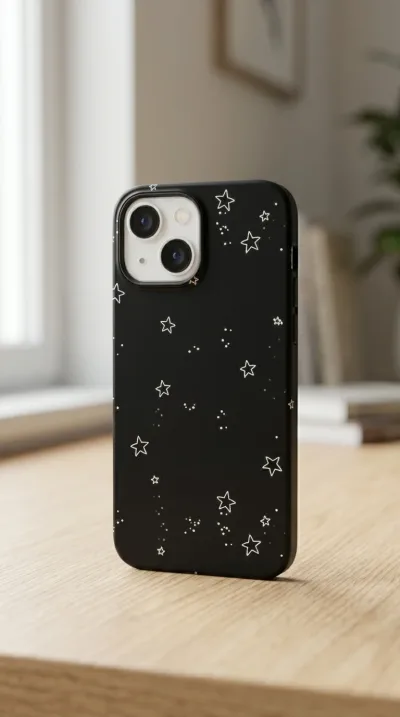 iPhone 14 Kılıf - Yıldız Desenli Siyah Gökyüzü gallery 1