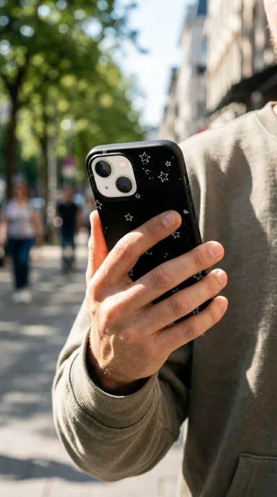 iPhone 14 Plus Kılıf - Yıldız Desenli Siyah Gökyüzü gallery 1