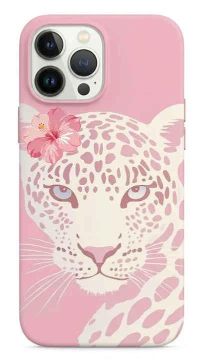 iPhone 14 Pro Kılıf - Pembe Çiçekli Leopar featured