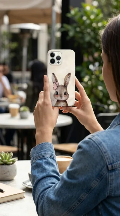 iPhone 14 Pro Kılıf - Sevimli Küçük Tavşan Çizim gallery 1