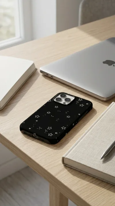 iPhone 14 Pro Kılıf - Yıldız Desenli Siyah Gökyüzü gallery 1