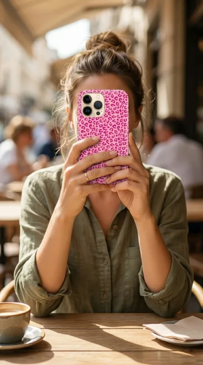 iPhone 14 Pro Max Kılıf - Pembe Canlı Leopar Desen gallery 1