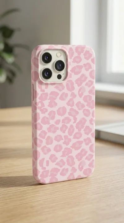 iPhone 14 Pro Max Kılıf - Pembe Leopar Desen gallery 1