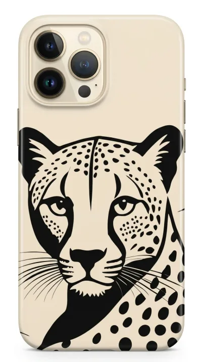 iPhone 14 Pro Max Kılıf - Siyah Dişi Leopar Sanatsal featured