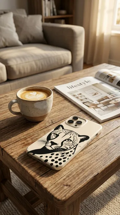 iPhone 14 Pro Max Kılıf - Siyah Dişi Leopar Sanatsal gallery 1