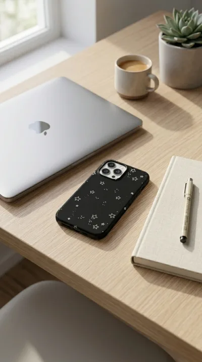 iPhone 14 Pro Max Kılıf - Yıldız Desenli Siyah Gökyüzü gallery 1