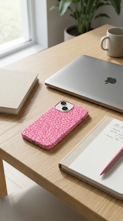 iPhone 15 Kılıf - Pembe Canlı Leopar Desen gallery 1