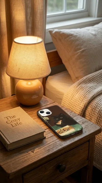 iPhone 15 Kılıf - Pizza Yiyen Siyah Yavru Kedi gallery 1