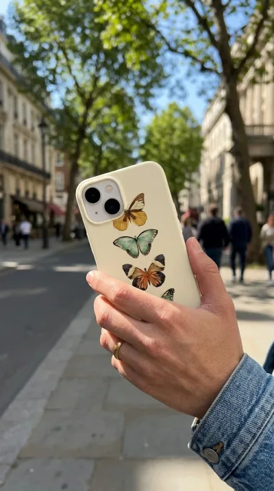 iPhone 15 Plus Kılıf - Dört Renkli Kelebek gallery 1