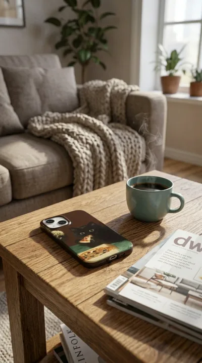 iPhone 15 Plus Kılıf - Pizza Yiyen Siyah Yavru Kedi gallery 1