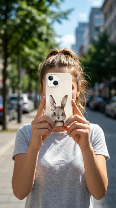 iPhone 15 Plus Kılıf - Sevimli Küçük Tavşan Çizim gallery 1