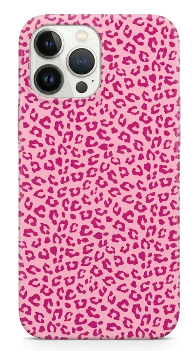 iPhone 15 Pro Kılıf - Pembe Canlı Leopar Desen featured