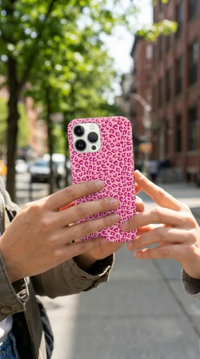 iPhone 15 Pro Kılıf - Pembe Canlı Leopar Desen gallery 1