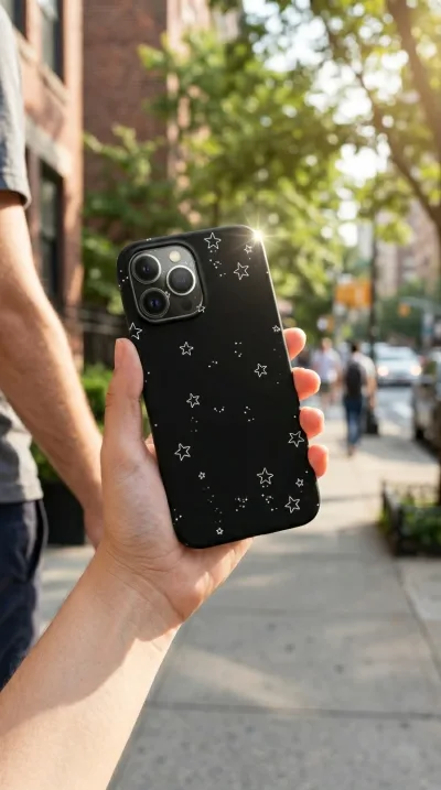 iPhone 15 Pro Kılıf - Yıldız Desenli Siyah Gökyüzü gallery 1