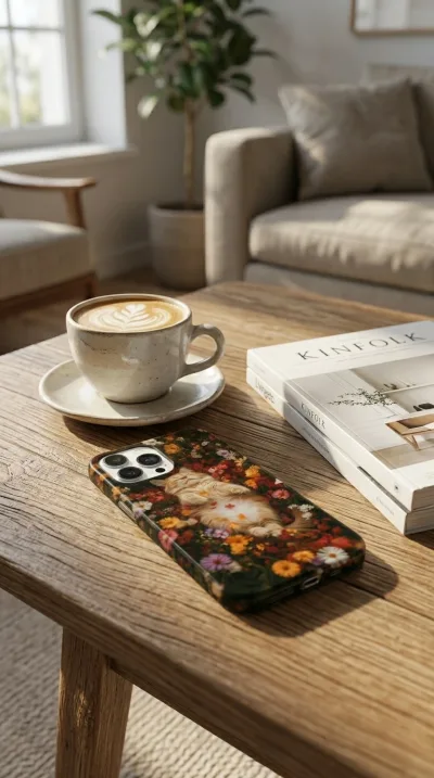 iPhone 15 Pro Max Kılıf - Çiçek Bahçesinde Uyuyan Kedi gallery 1